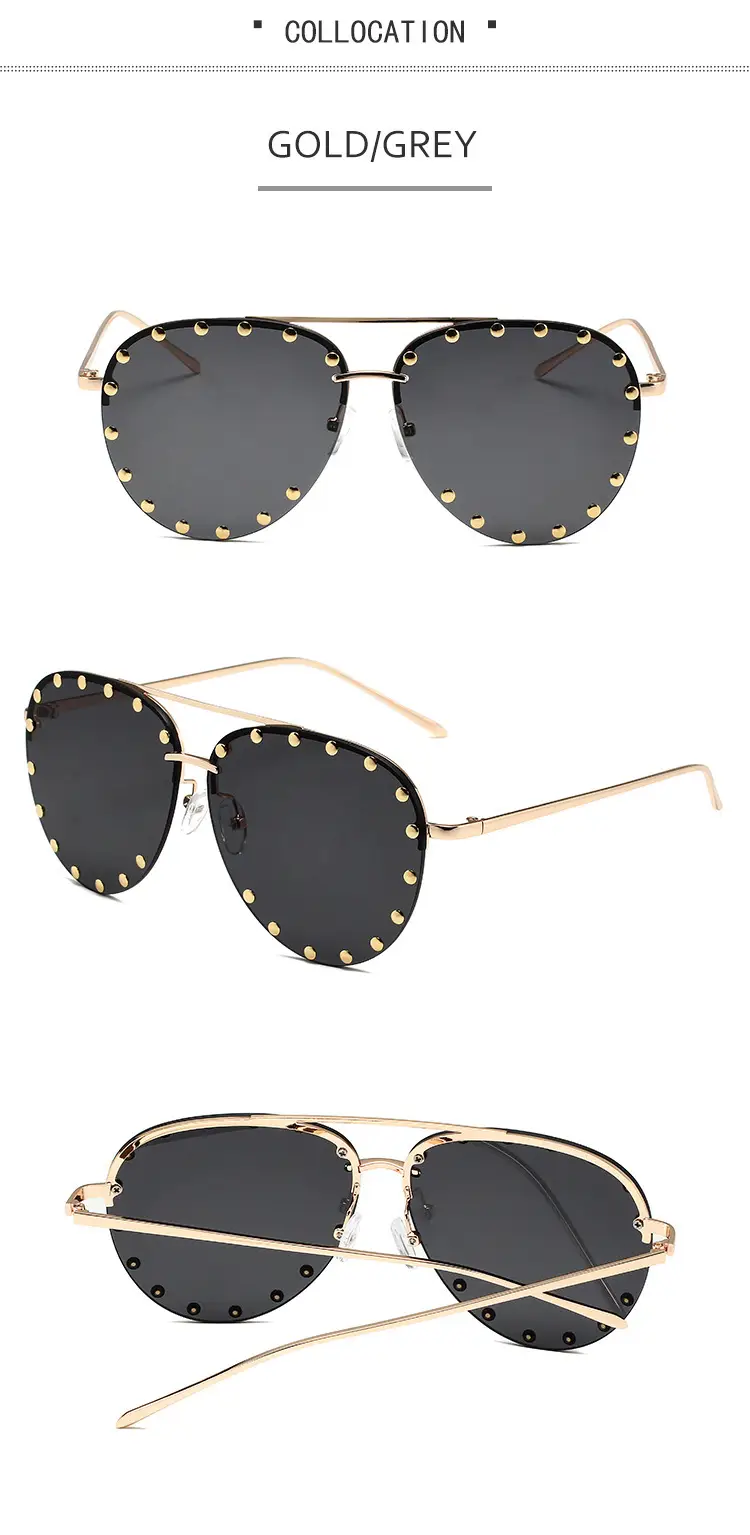 Women's Metal Sunglasses with Clear Tinted Frames — feature 10