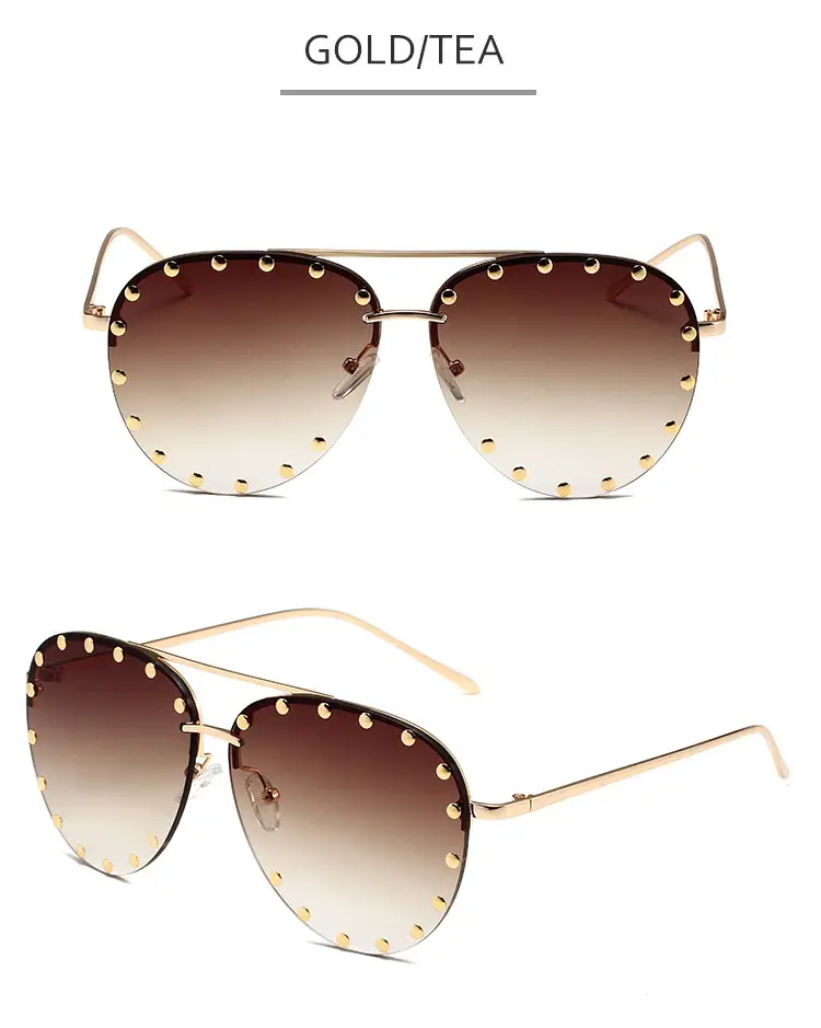 Women's Metal Sunglasses with Clear Tinted Frames — feature 12