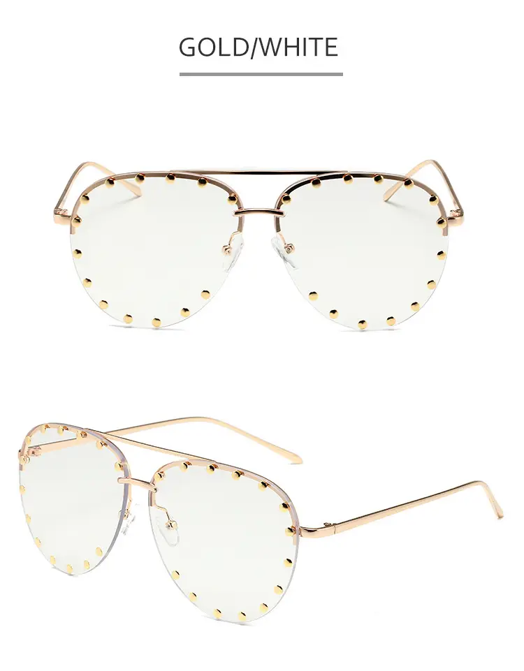 Women's Metal Sunglasses with Clear Tinted Frames — feature 14