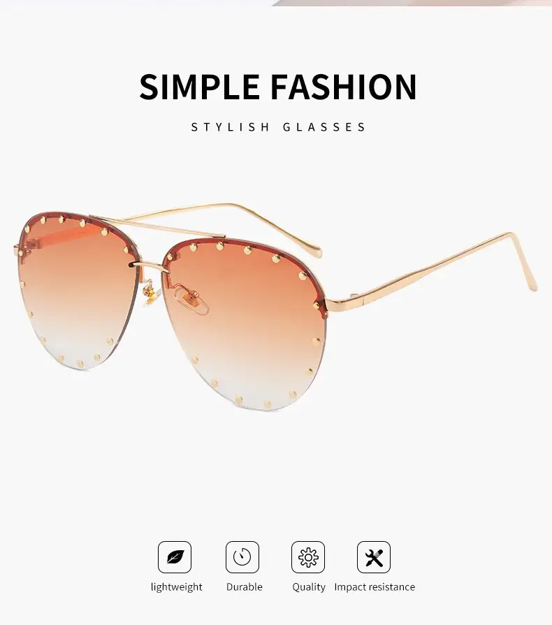 Women's Metal Sunglasses with Clear Tinted Frames — feature 6