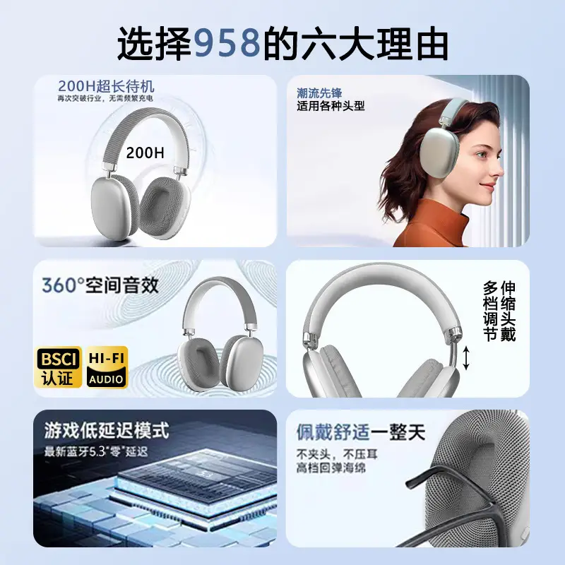 Pink Bluetooth 5.3 Over-Ear Headphones with Cotton Ear Pads