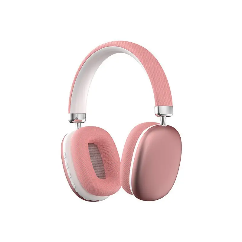 Pink Bluetooth 5.3 Over-Ear Headphones with Cotton Ear Pads