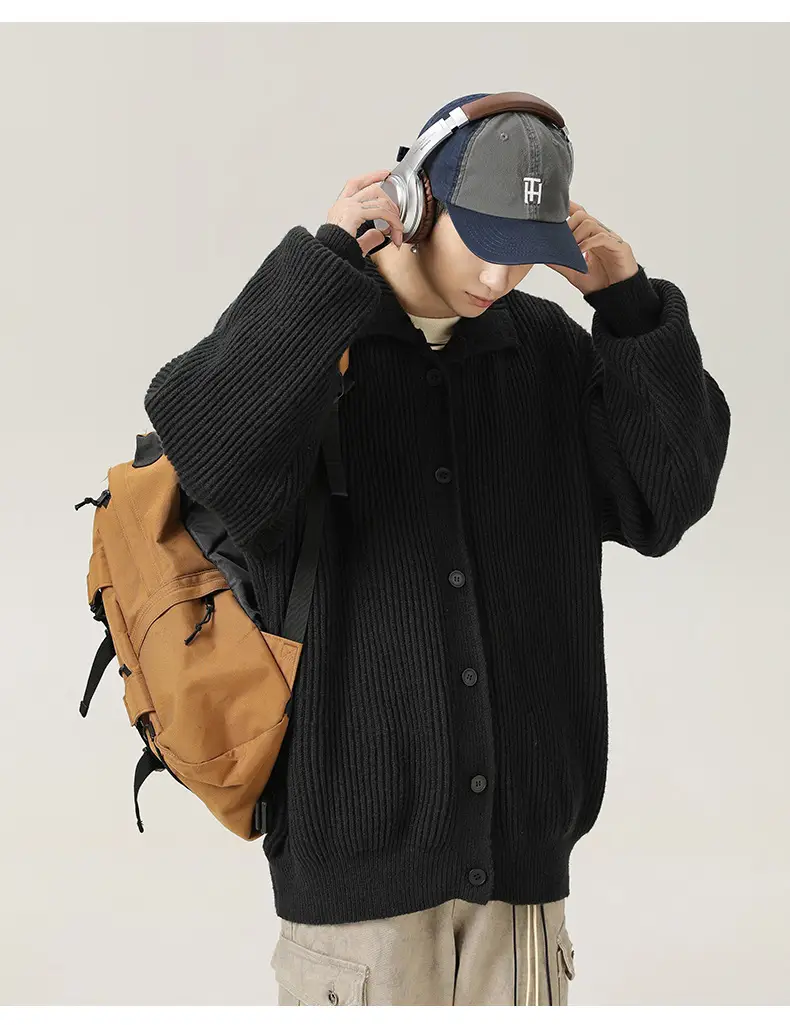 Japanese High-Neck Cardigan Sweater Grey Knit Autumn Winter — feature 18