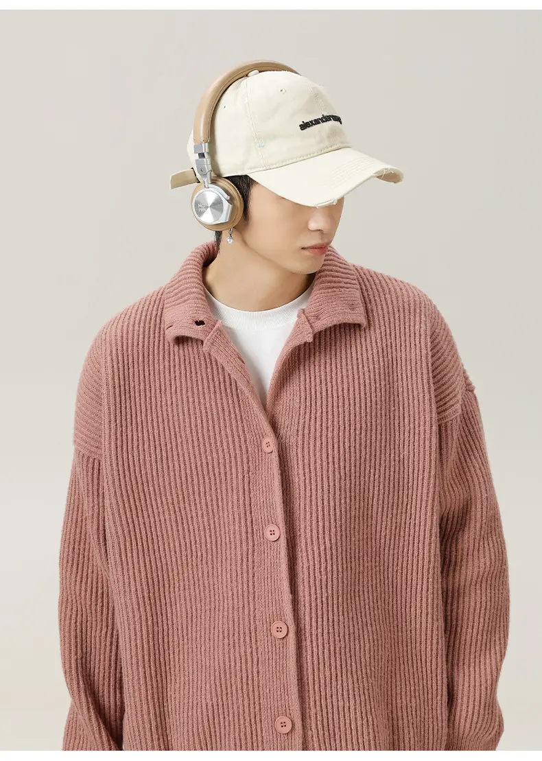 Japanese High-Neck Cardigan Sweater Grey Knit Autumn Winter — feature 19