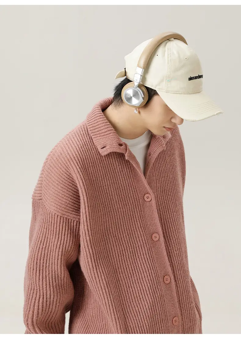 Japanese High-Neck Cardigan Sweater Grey Knit Autumn Winter — feature 20