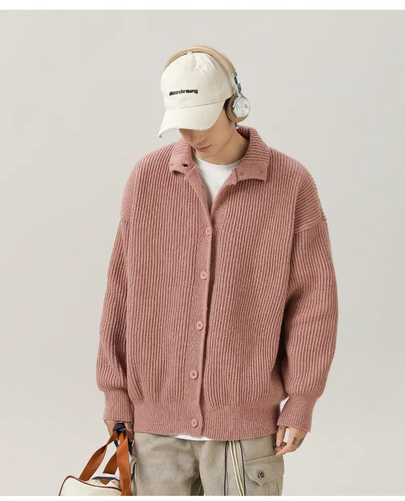 Japanese High-Neck Cardigan Sweater Grey Knit Autumn Winter — feature 21