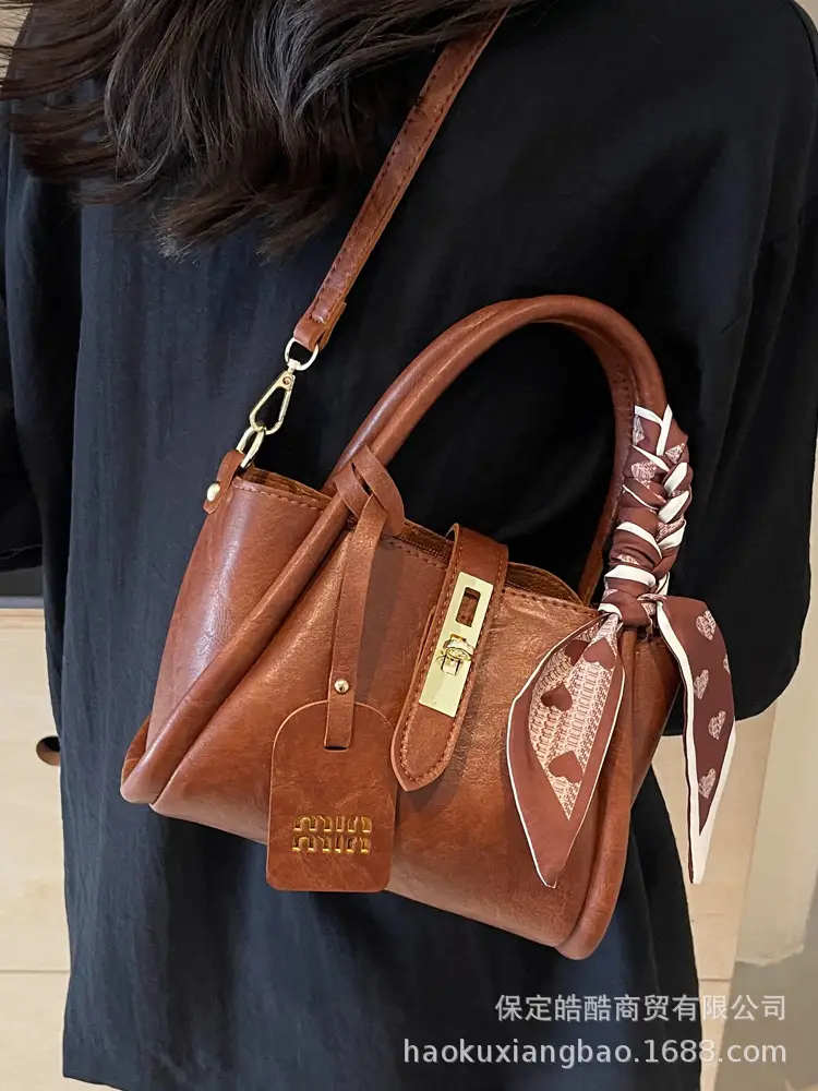 Women's Brown Satchel Shoulder Bag 2024 Autumn Winter - Image 7