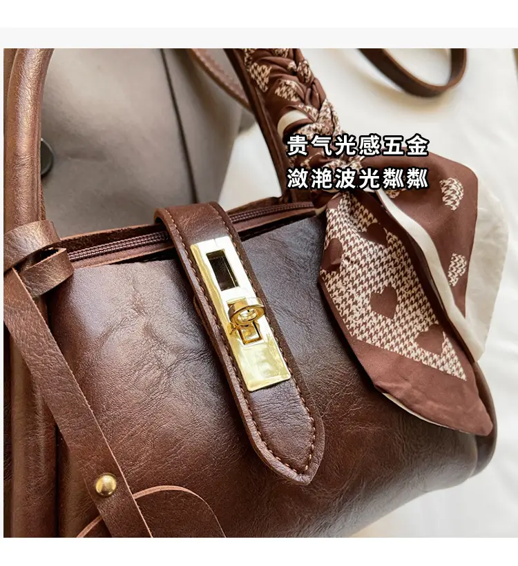 Women's Brown Satchel Shoulder Bag 2024 Autumn Winter — feature 4