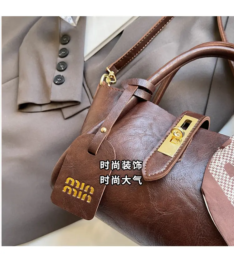 Women's Brown Satchel Shoulder Bag 2024 Autumn Winter — feature 7