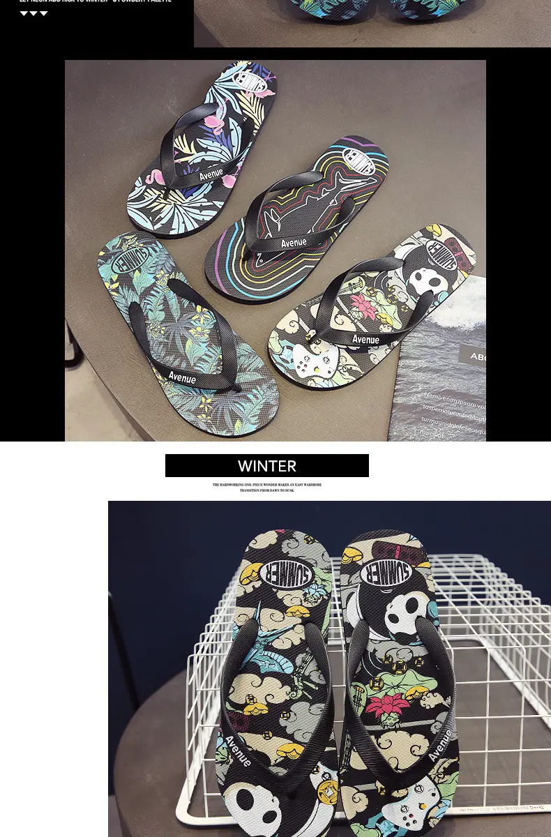 Men's Flip Flops Trendy Cyber Celebrity Panda Theme Beach Summer Flip Flops Men's 2024 New Outdoor Wear Sandals — feature 7