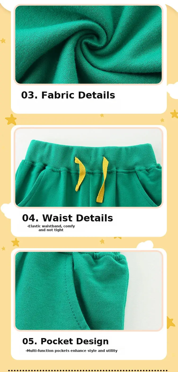 25 Autumn New Boys Dinosaur Embroidered Sweatpants Green — feature 5