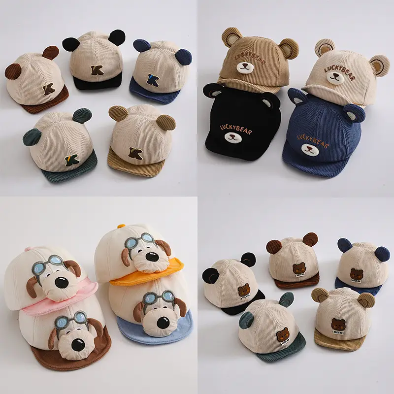 Cute Bear Ears Baby Caps Beige Brown Green - Image 16