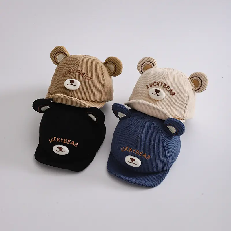 Cute Bear Ears Baby Caps Beige Brown Green - Image 17