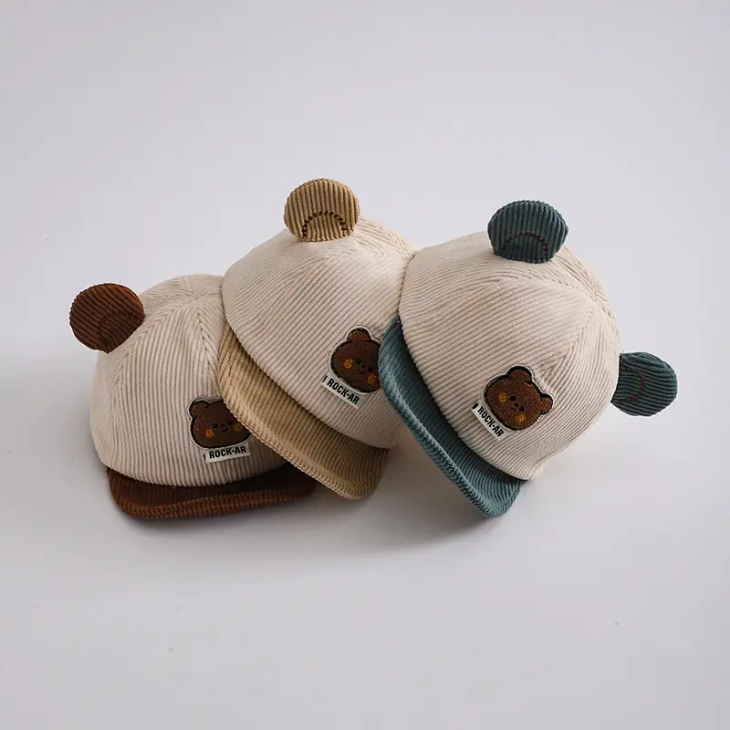 Cute Bear Ears Baby Caps Beige Brown Green - Image 19