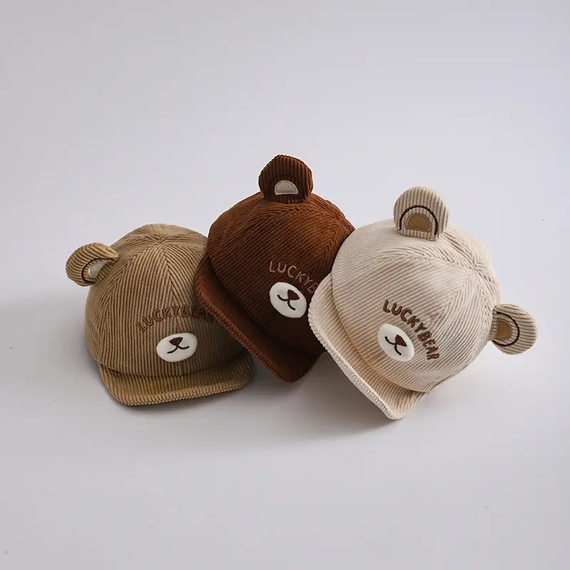 Cute Bear Ears Baby Caps Beige Brown Green — feature 12