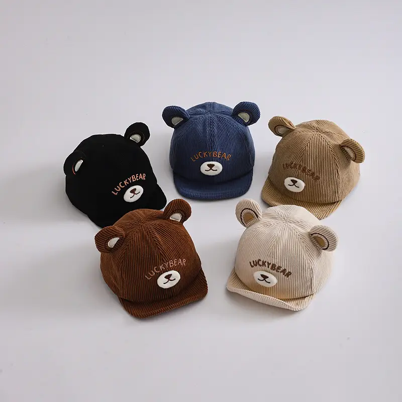 Cute Bear Ears Baby Caps Beige Brown Green — feature 13
