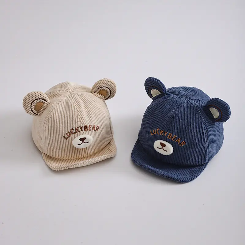 Cute Bear Ears Baby Caps Beige Brown Green — feature 15