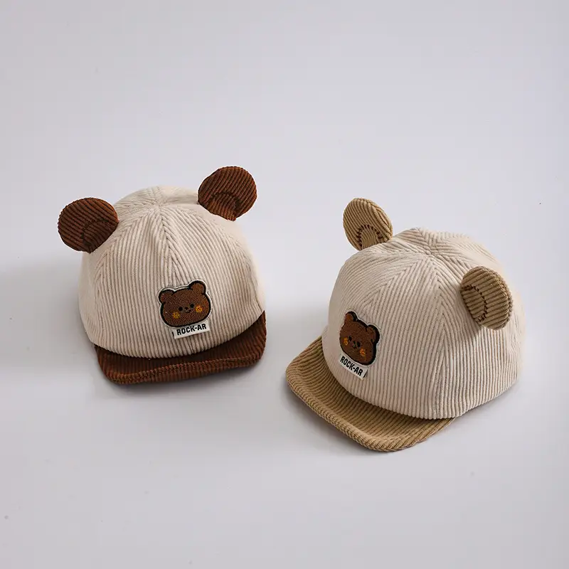 Cute Bear Ears Baby Caps Beige Brown Green — feature 17