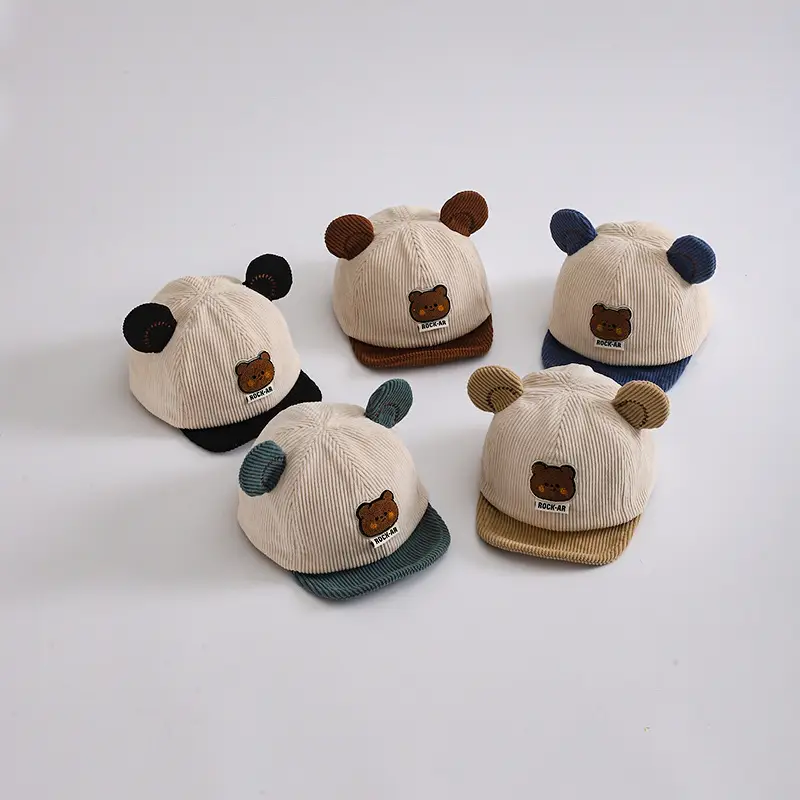 Cute Bear Ears Baby Caps Beige Brown Green — feature 18