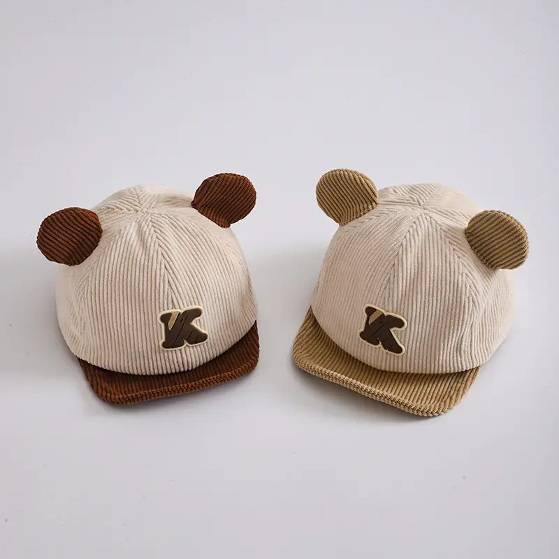 Cute Bear Ears Baby Caps Beige Brown Green — feature 3