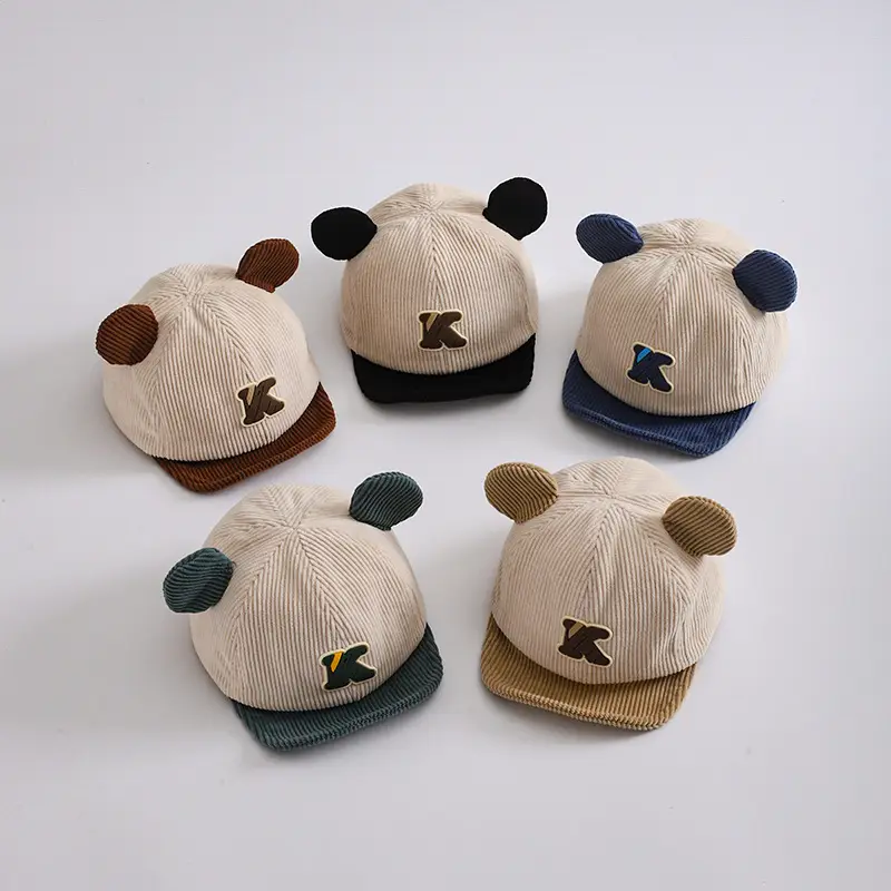 Cute Bear Ears Baby Caps Beige Brown Green — feature 4