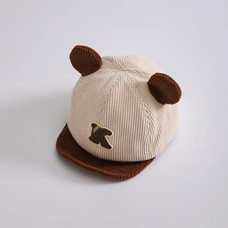 Cute Bear Ears Baby Caps Beige Brown Green - Image 2
