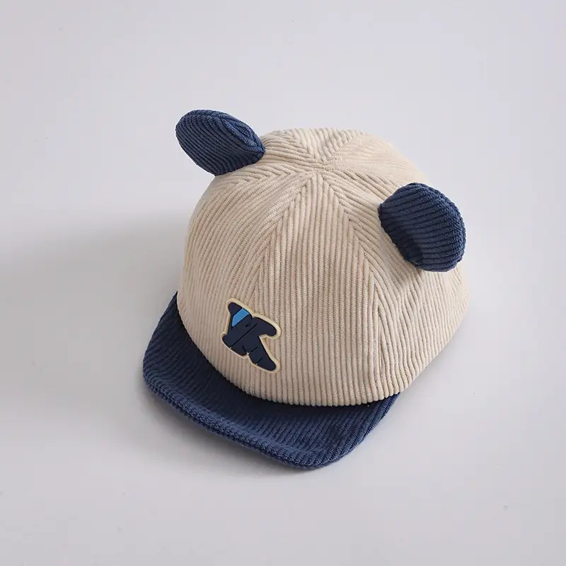 Cute Bear Ears Baby Caps Beige Brown Green - Image 3