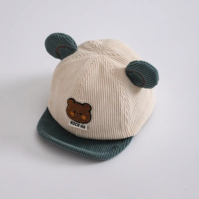 Cute Bear Ears Baby Caps Beige Brown Green - Image 6