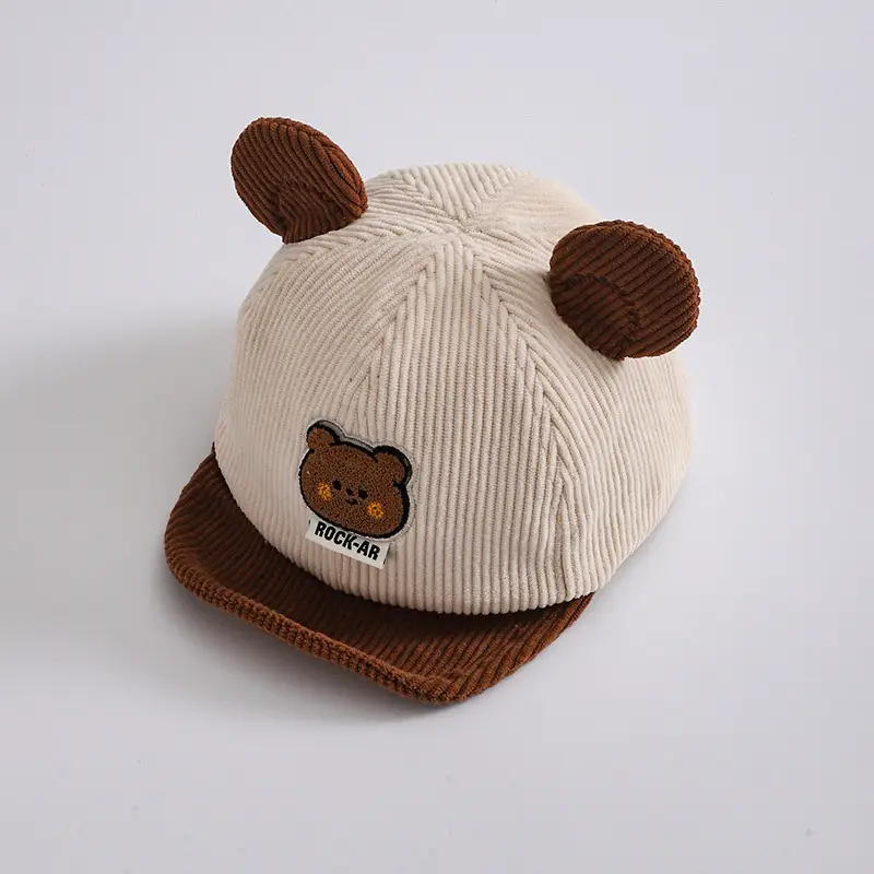 Cute Bear Ears Baby Caps Beige Brown Green - Image 7