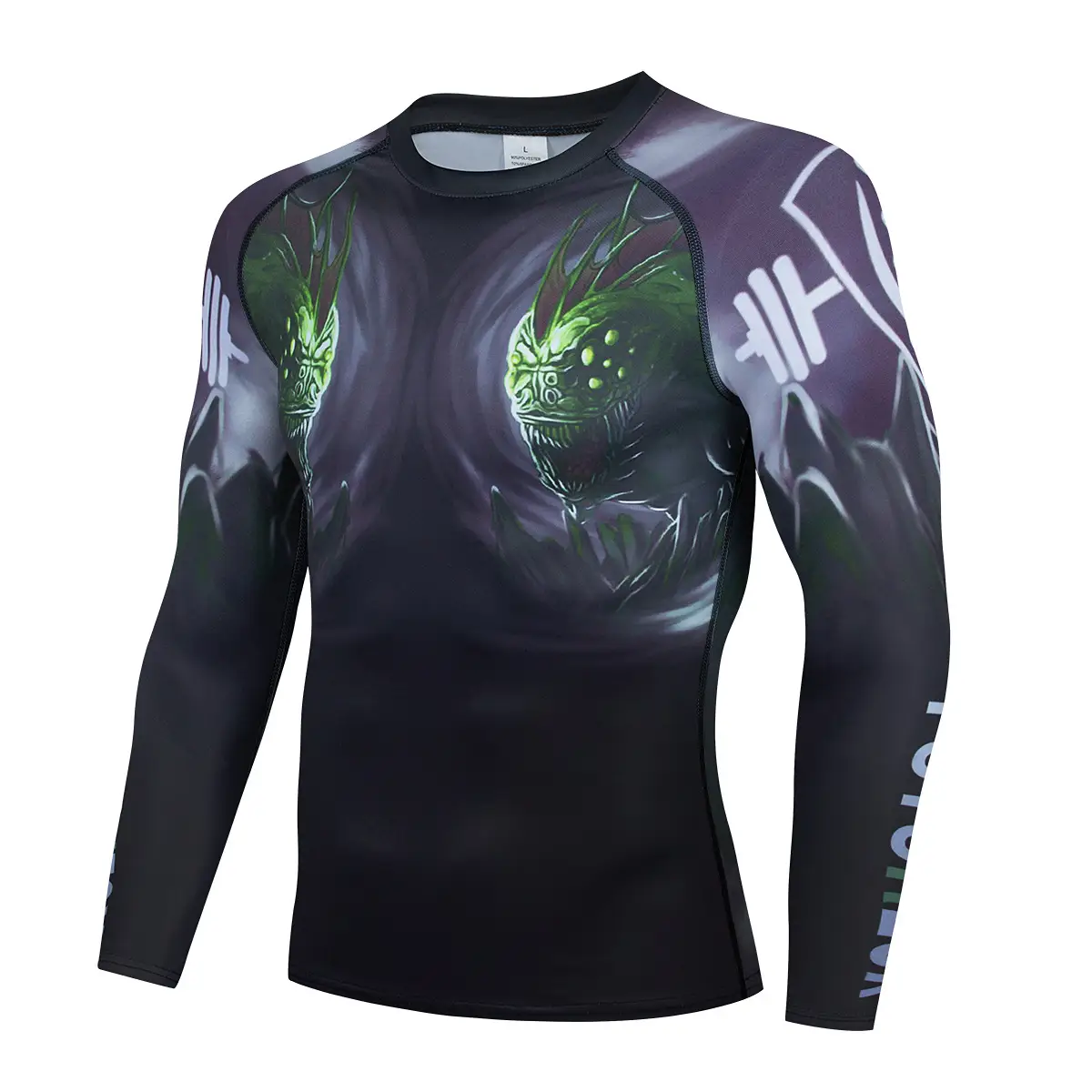 Men's Printed Long Sleeve Sports Tights Black Yellow - Image 13
