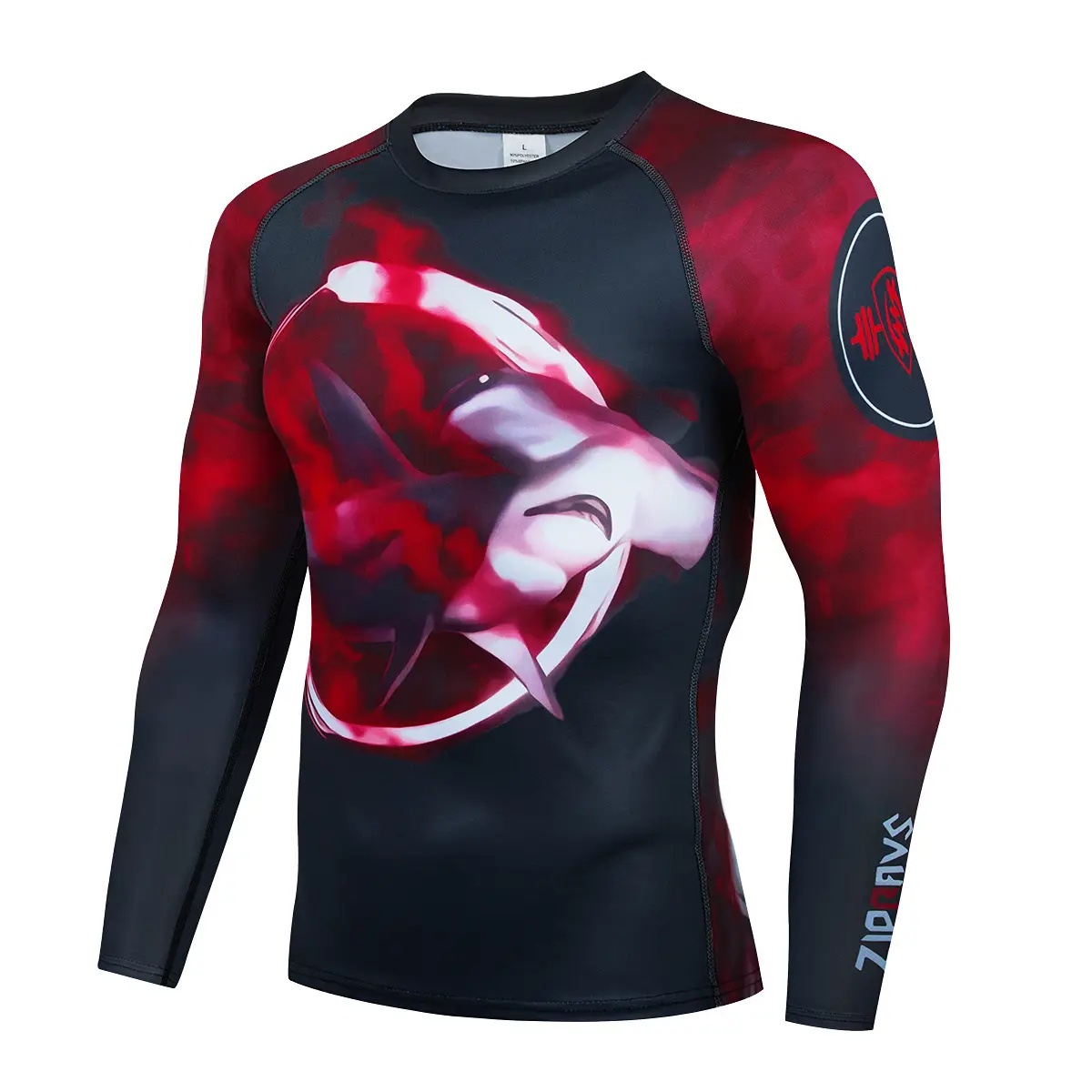 Men's Printed Long Sleeve Sports Tights Black Yellow - Image 5