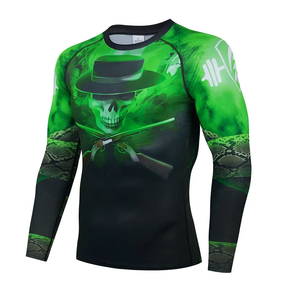 Men's Printed Long Sleeve Sports Tights Black Yellow - Image 6