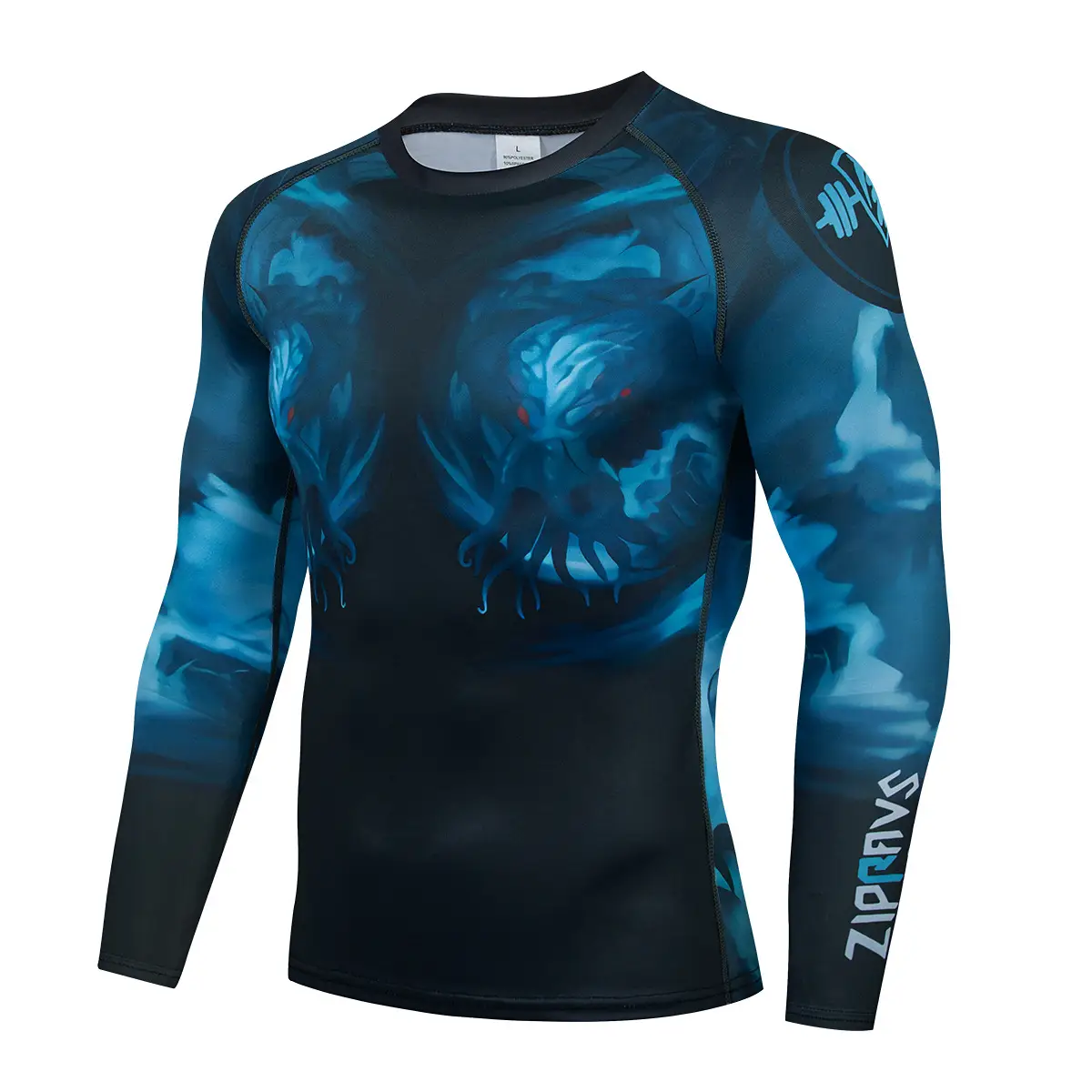 Men's Printed Long Sleeve Sports Tights Black Yellow - Image 7