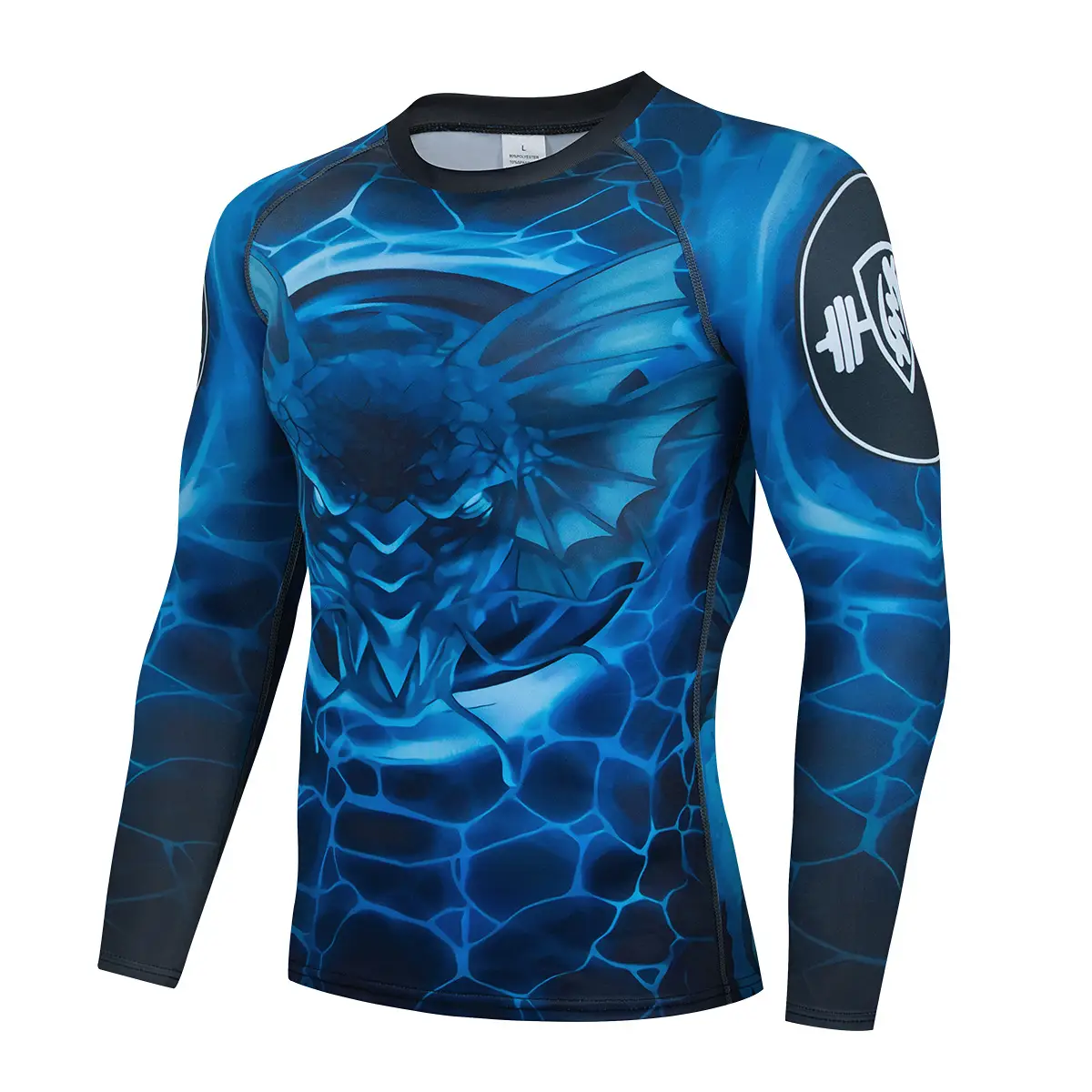 Men's Printed Long Sleeve Sports Tights Black Yellow - Image 8
