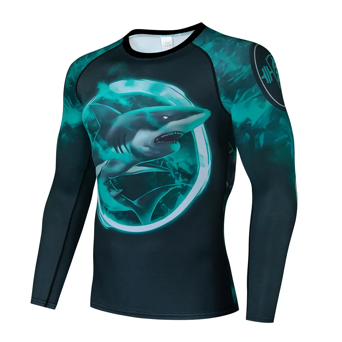 Men's Printed Long Sleeve Sports Tights Black Yellow - Image 9