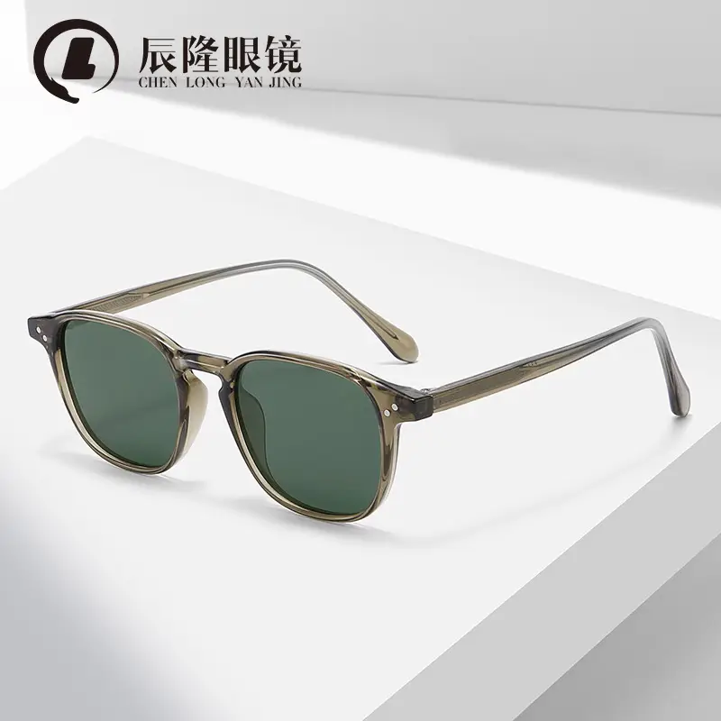 Men Polarized Sunscreen Sunglasses Green Metal Frame - Image 8