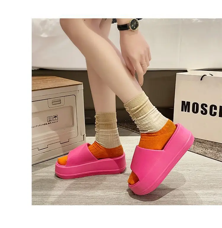 High-grade shit-feeling eva slippers women's outdoor wear fashion home non-slip deodorant beach soft platform sandals — feature 34