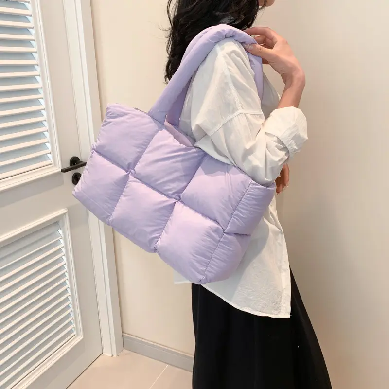 Women's Lavender Puffer Shoulder Bag 2026