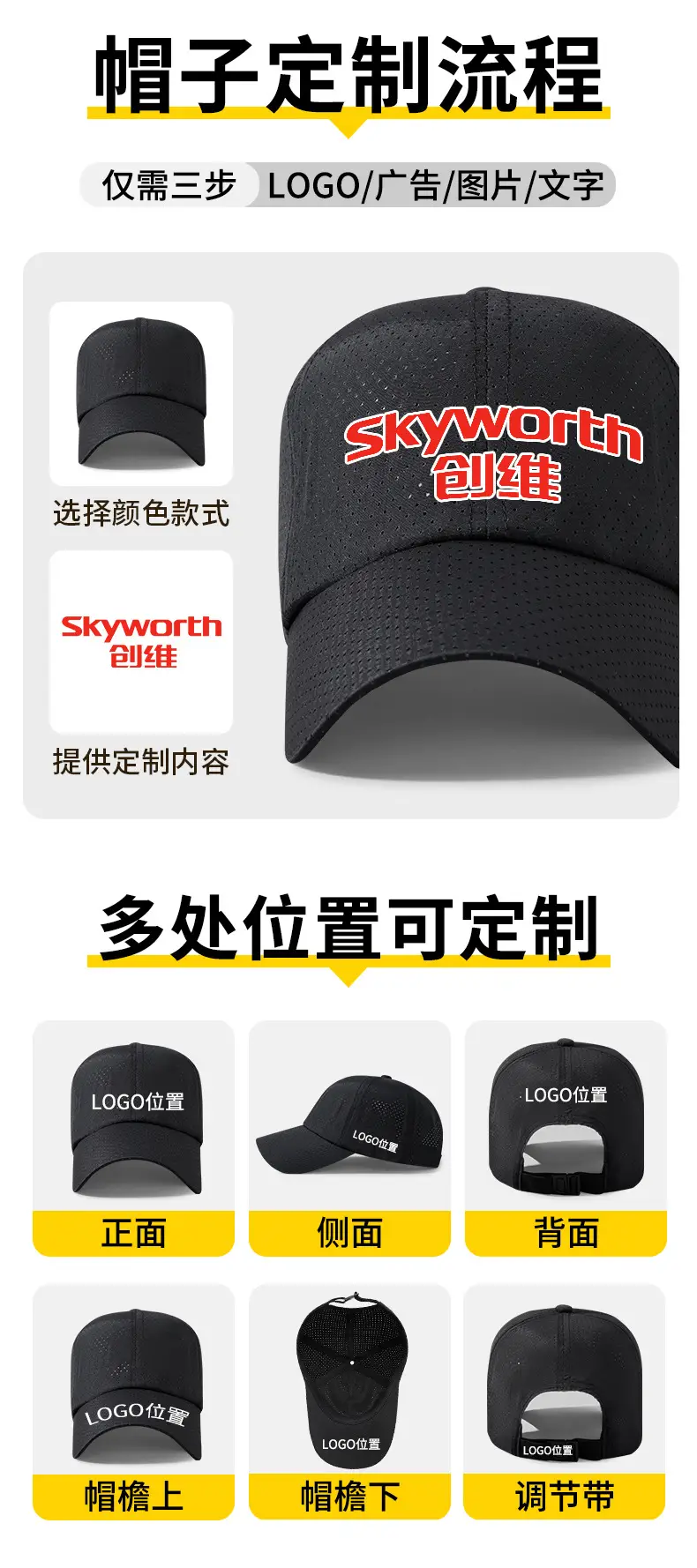 Black Net Logo Cap for Restaurant & Coffee Shop — feature 5