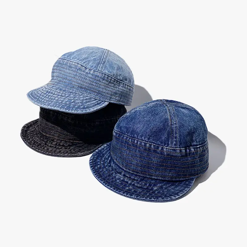 Women Vintage Denim Sunshade Hat Blue Washed - Image 5