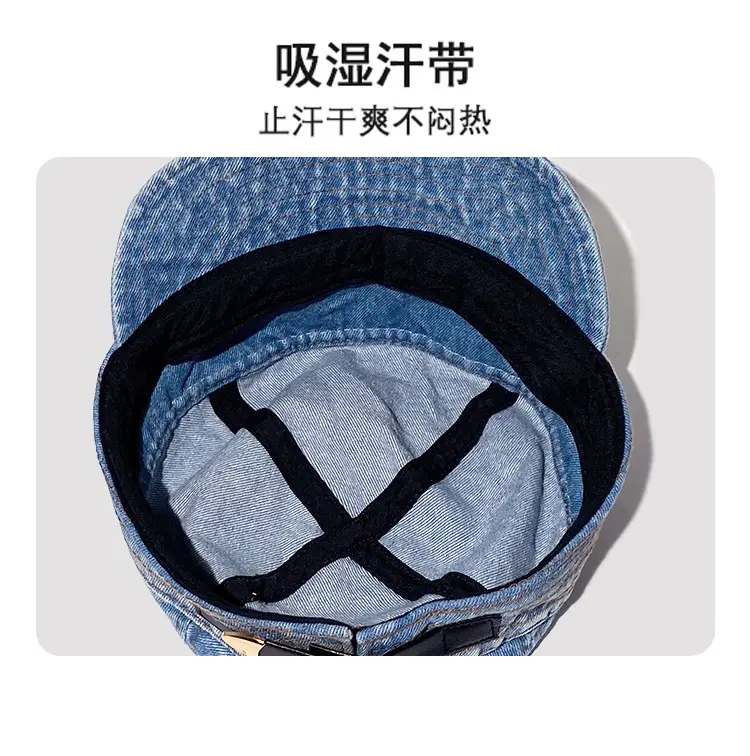 Women Vintage Denim Sunshade Hat Blue Washed — feature 8