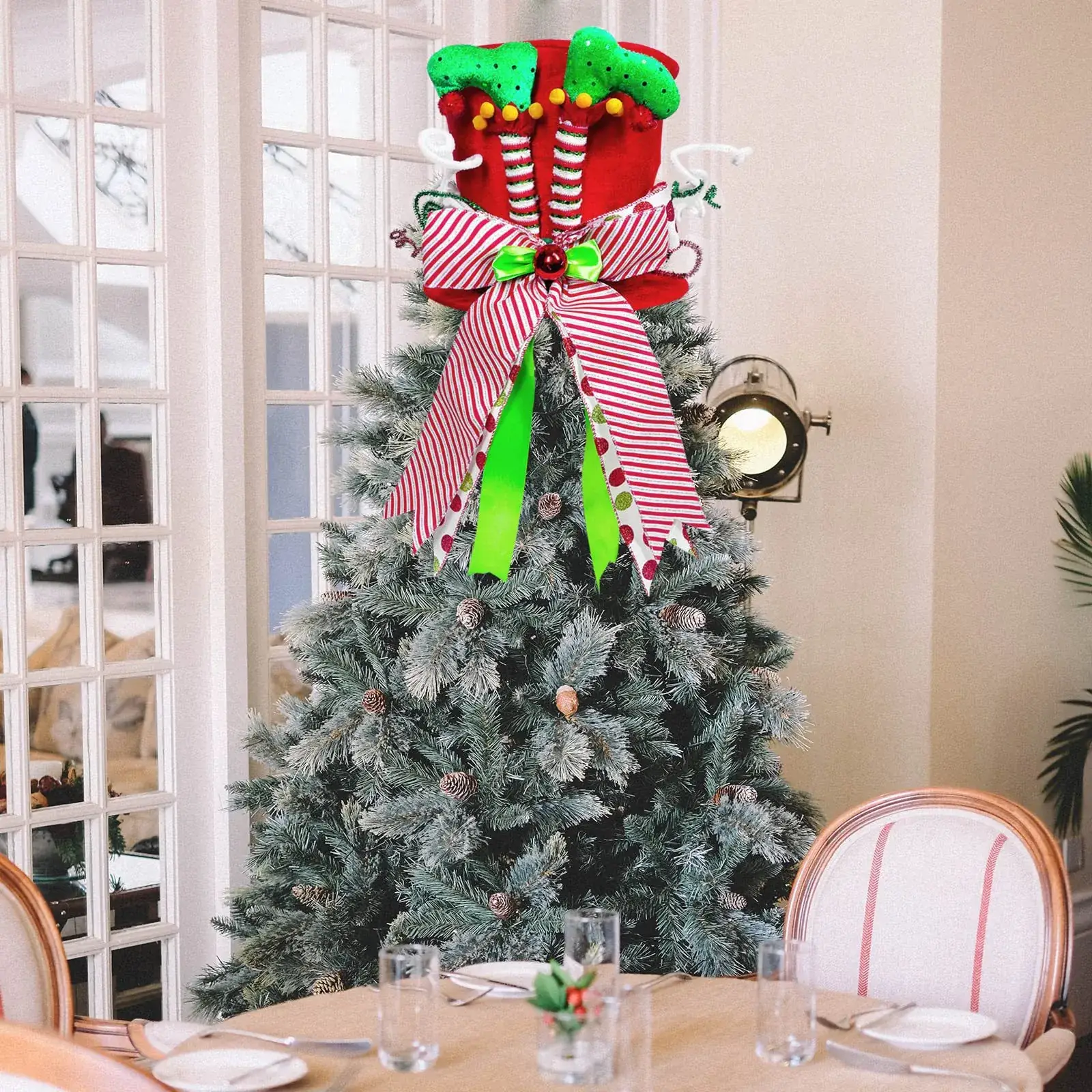 Christmas Tree Topper Red Witch Hat Bow Star