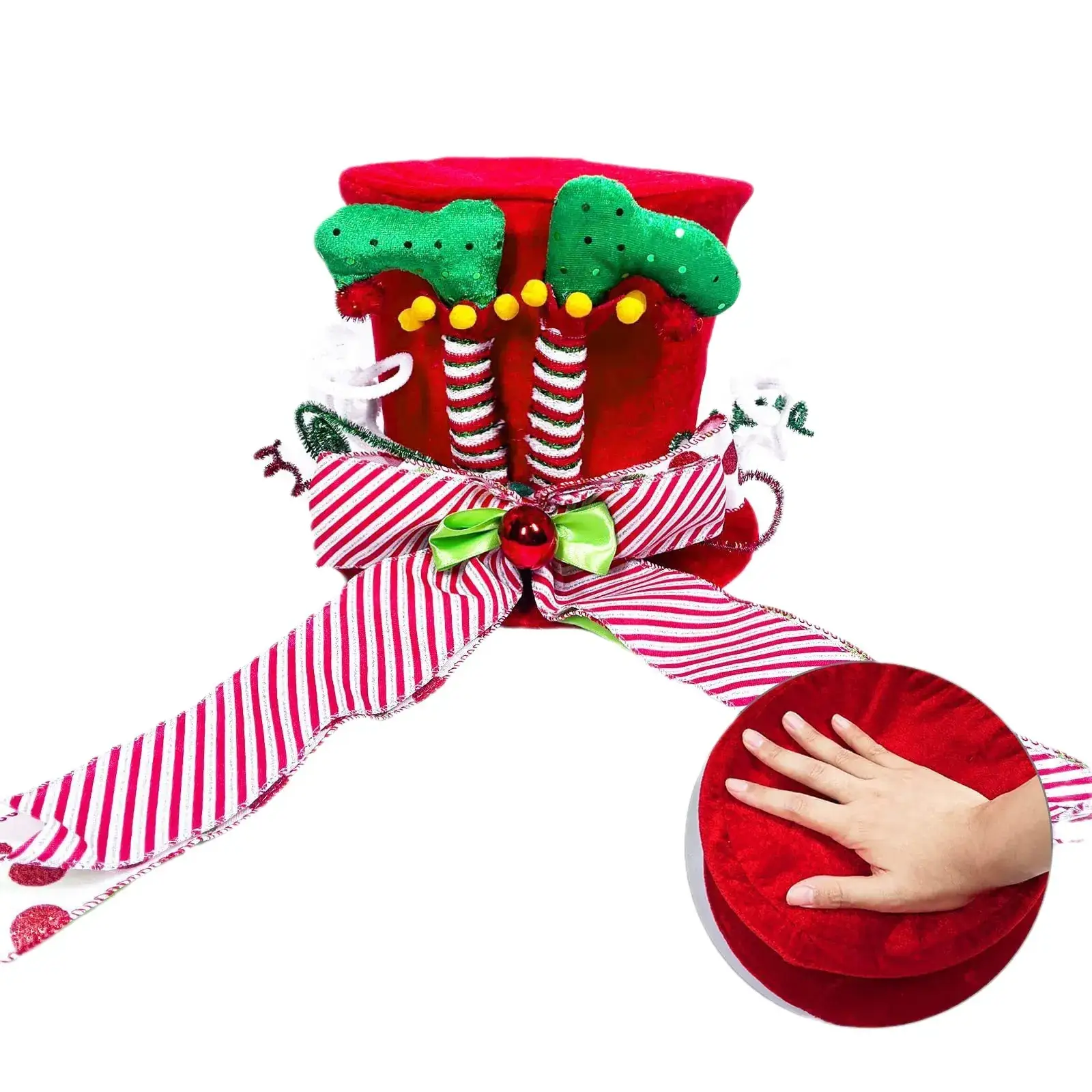 Christmas Tree Topper Red Witch Hat Bow Star