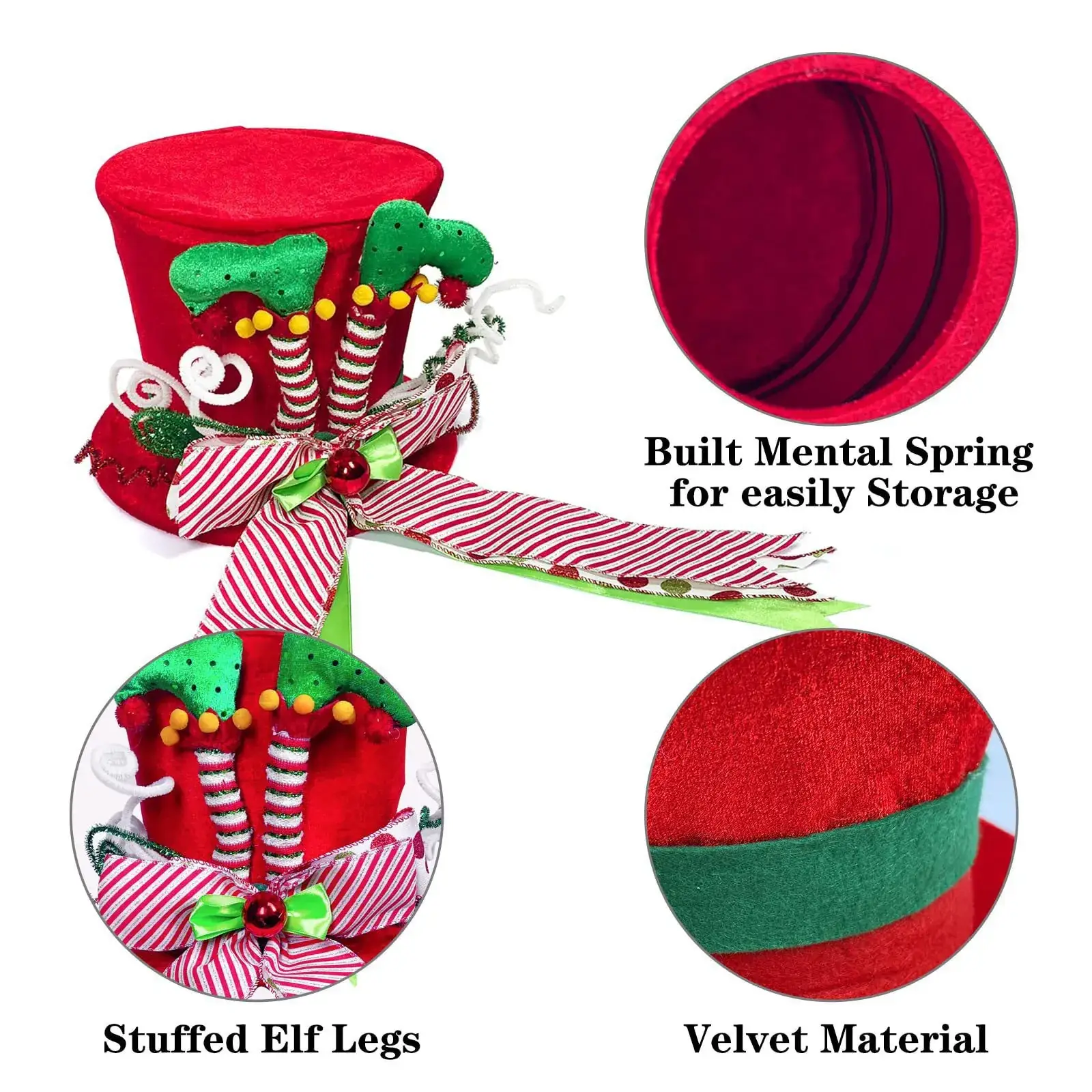 Christmas Tree Topper Red Witch Hat Bow Star — feature 4