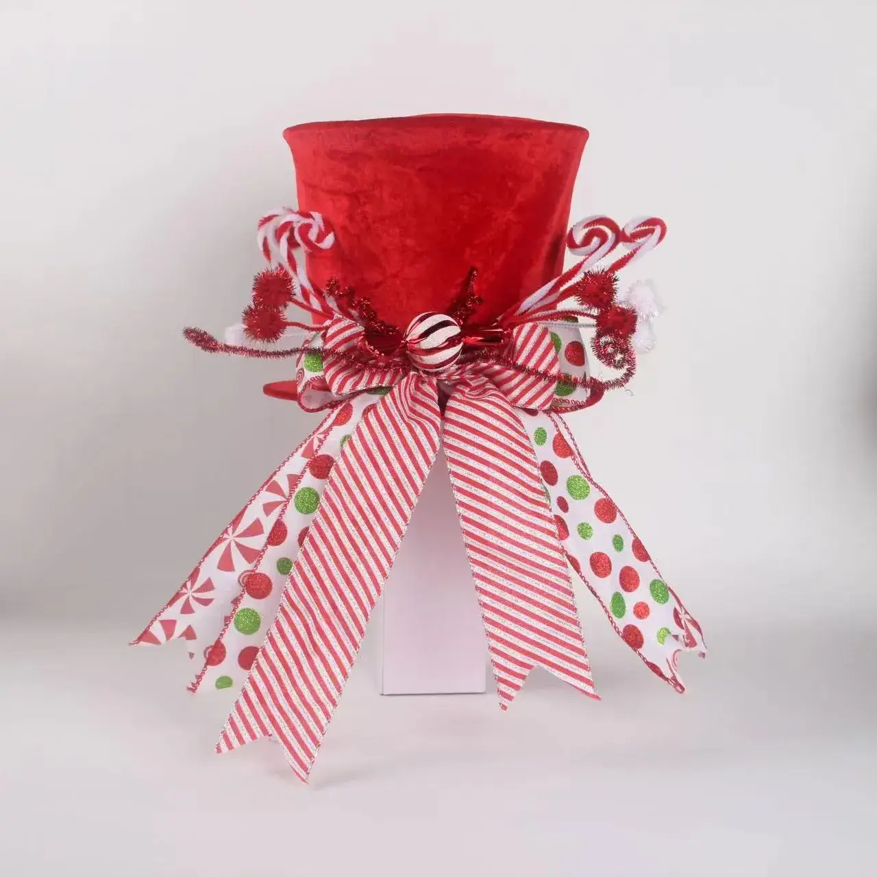 Christmas Tree Topper Red Witch Hat Bow Star
