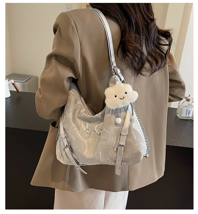 Women Velvet Backpack with Cute Pom Pom Handle — feature 1