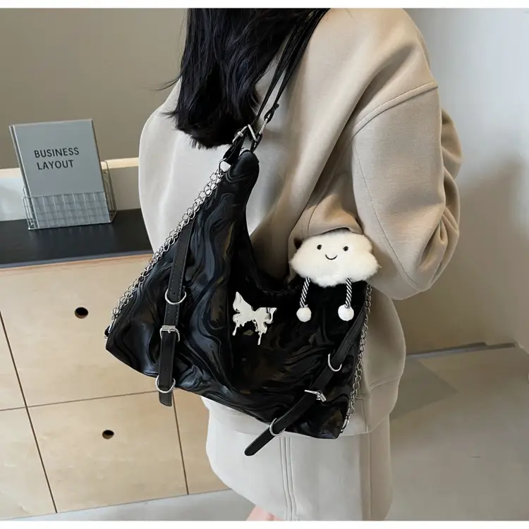 Women Velvet Backpack with Cute Pom Pom Handle — feature 16