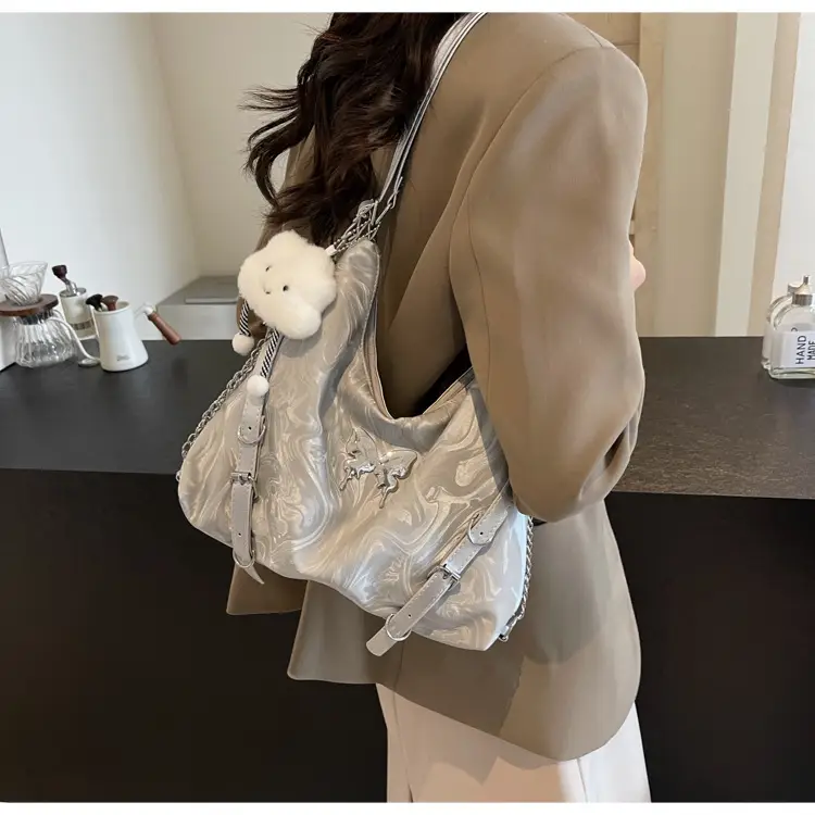 Women Velvet Backpack with Cute Pom Pom Handle — feature 7