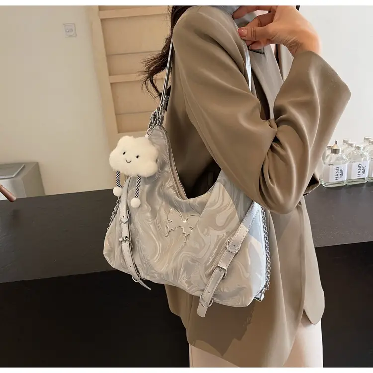 Women Velvet Backpack with Cute Pom Pom Handle — feature 8