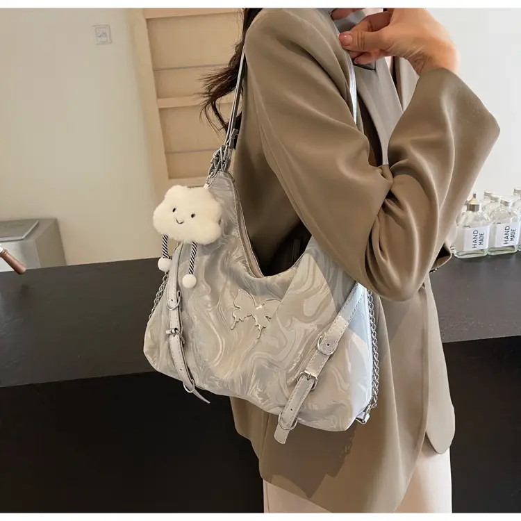 Women Velvet Backpack with Cute Pom Pom Handle — feature 9